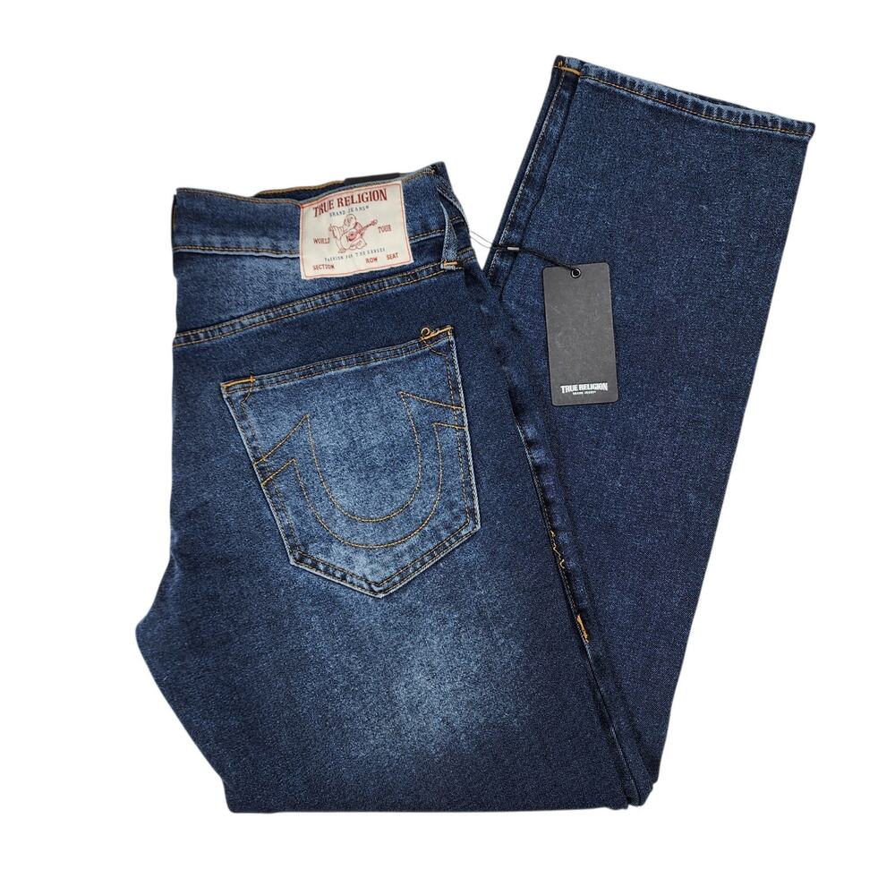 MSRP $159 True Religion Geno Relaxed Slim Jeans Men's 33x32 Dark Wash Denim